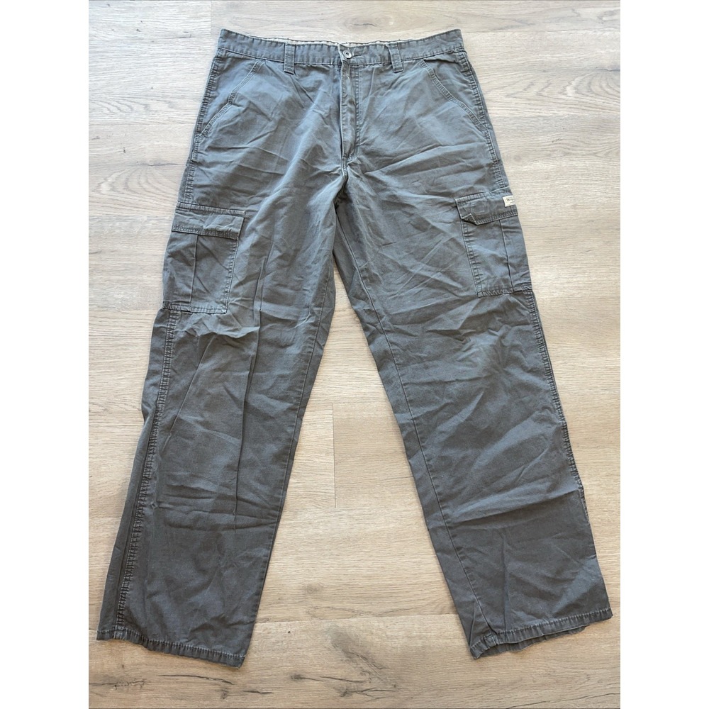 Wrangler Mens 38x30 Relaxed Straight Leg Cargo Work Pants Dark Gray B1